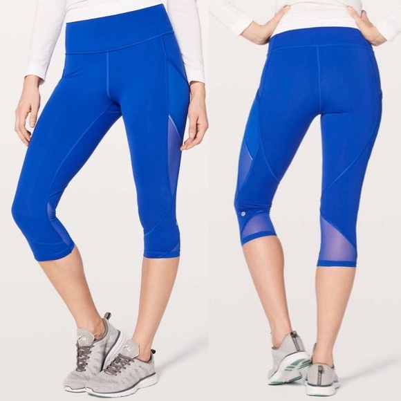 lululemon athletica Pants - Lululemon Fast As Light Crop Jet Stream Blue Leggings size 10